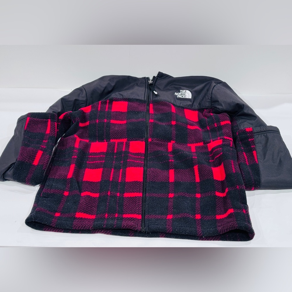 The North Face Youth Full Zip Red & Black Plaid Jacket With Hood